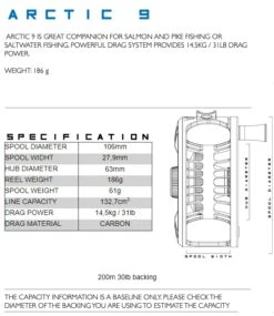 Alfa Arctic Reel Petrol Blue -VisVang Winkel Alfa Arctic Reel Petrol Blue ALFAARCTPB XXX arctic reel specs 9