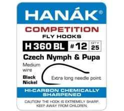 Hanak Czech Nymph & Pupa H 360 BL Hooks 25 Pc